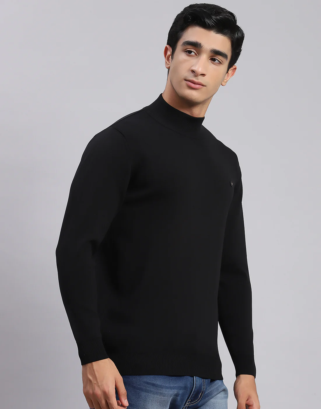Men Black Solid T Neck Full Sleeve Sweaters/Pullovers - Image 4