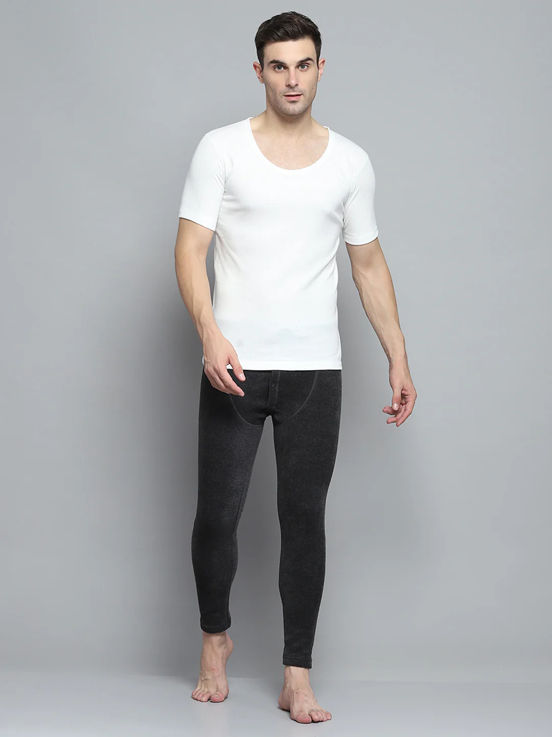 Men Black Solid Thermal Lower - Image 2