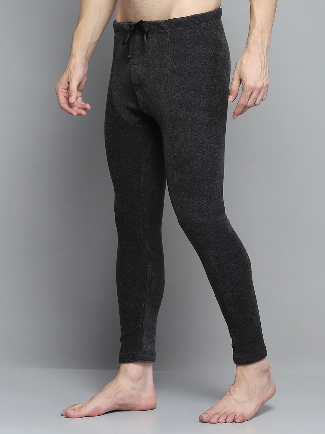 Men Black Solid Thermal Lower - Image 3