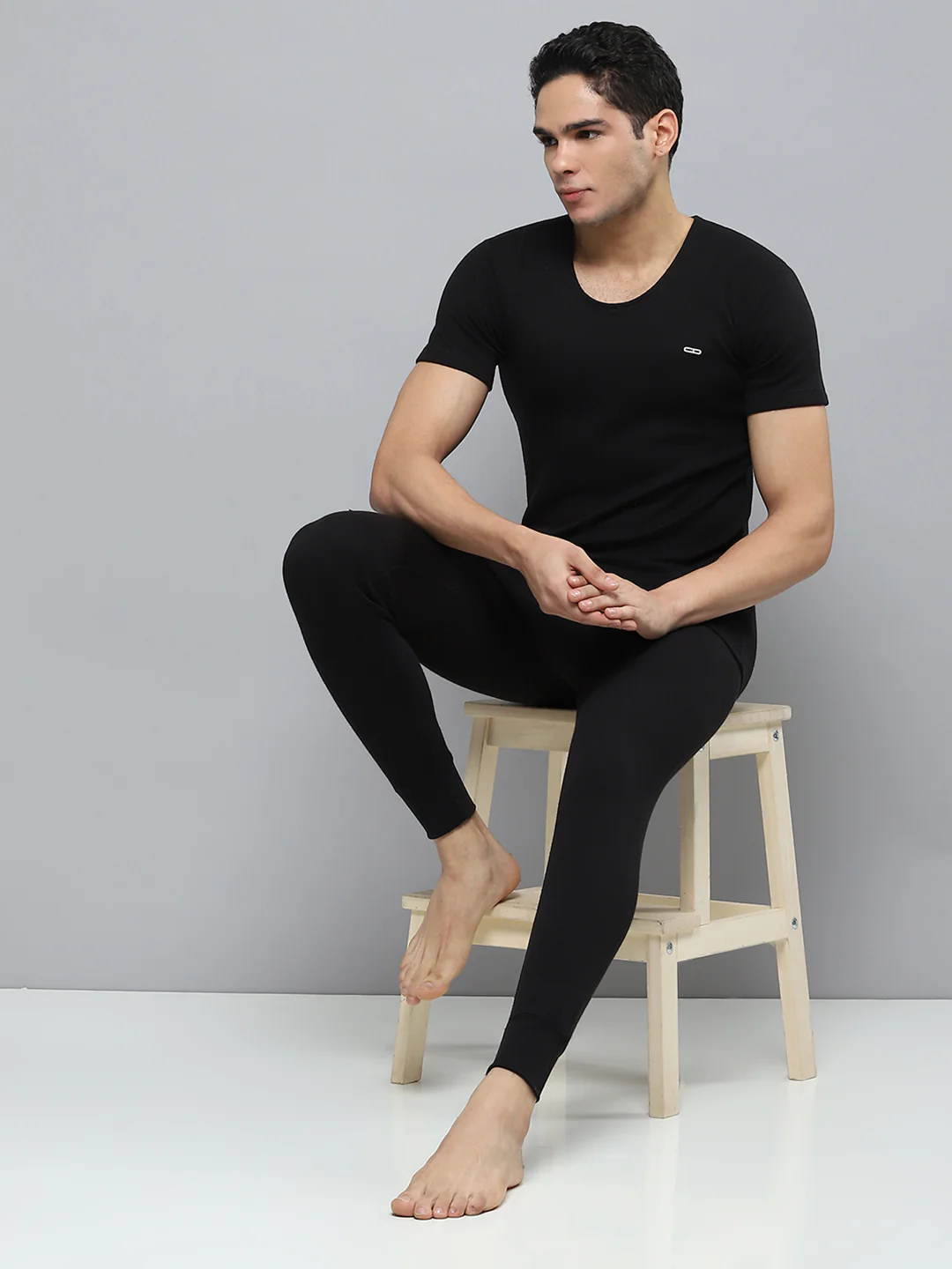 Men Black Solid Thermal Lower - Image 2