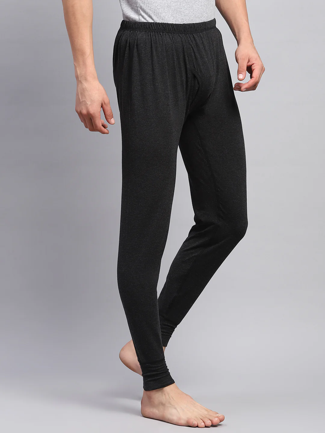 Men Black Solid Thermal Lower - Image 4