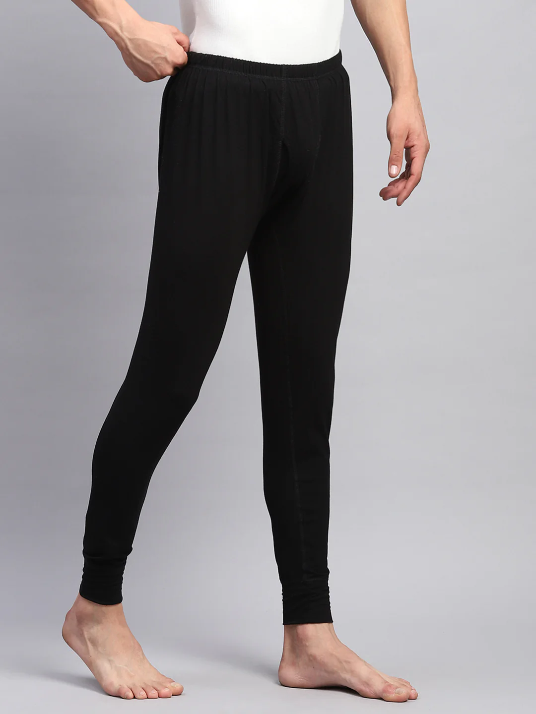 Men Black Solid Thermal Lower - Image 4