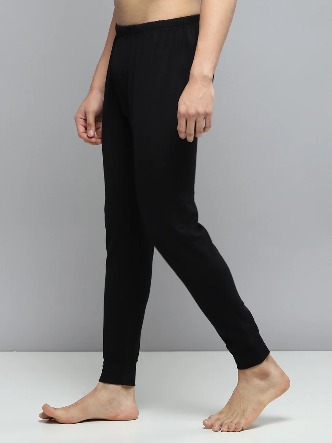 Men Black Solid Thermal Lower - Image 3