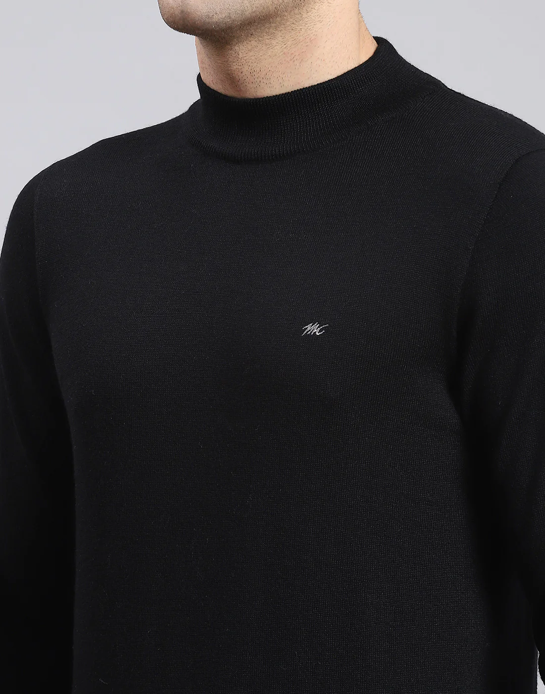 Men Black Solid Turtle Neck Full Sleeve Pullover - Image 6