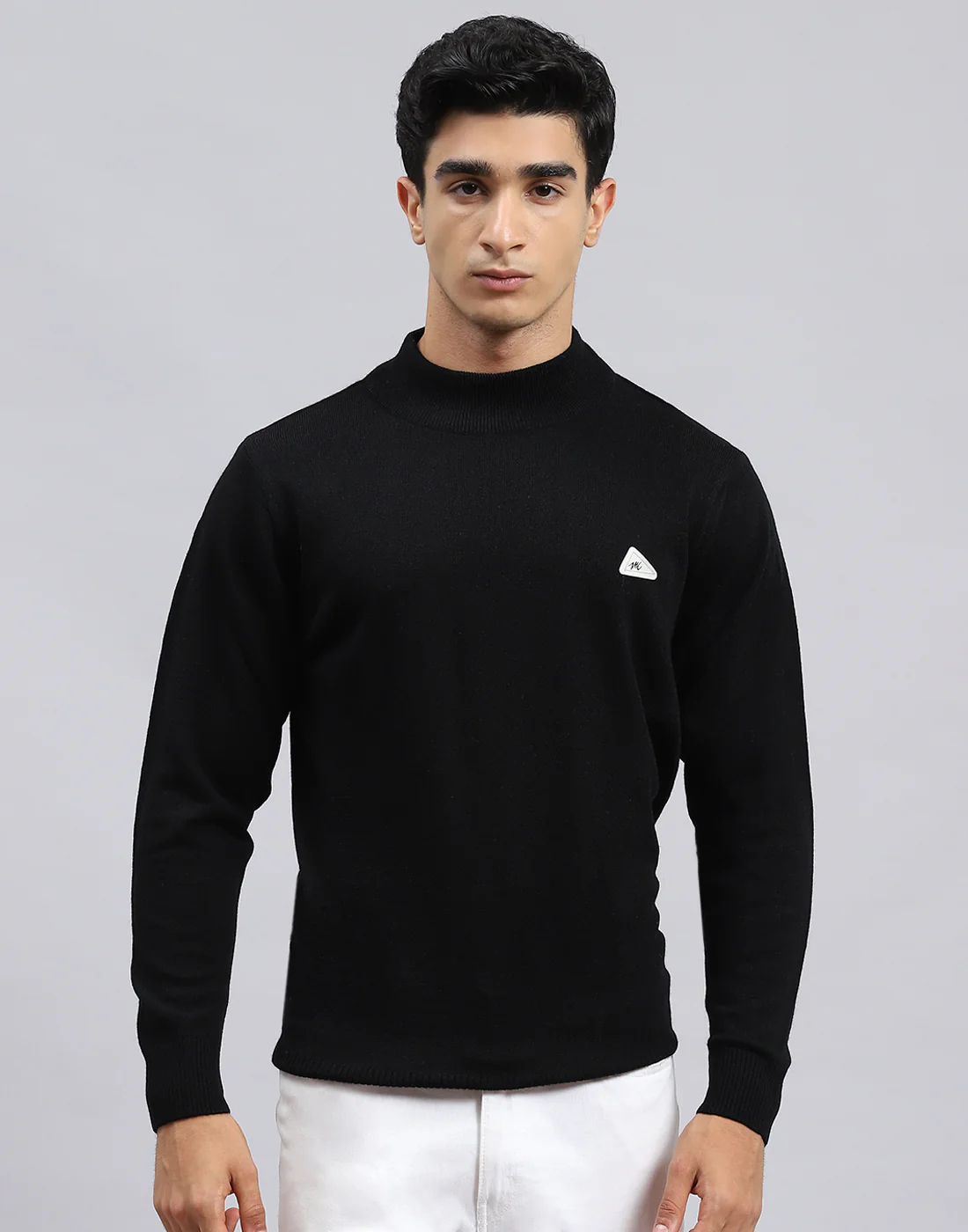 Men Black Solid Turtle Neck Full Sleeve Pullover - Image 3