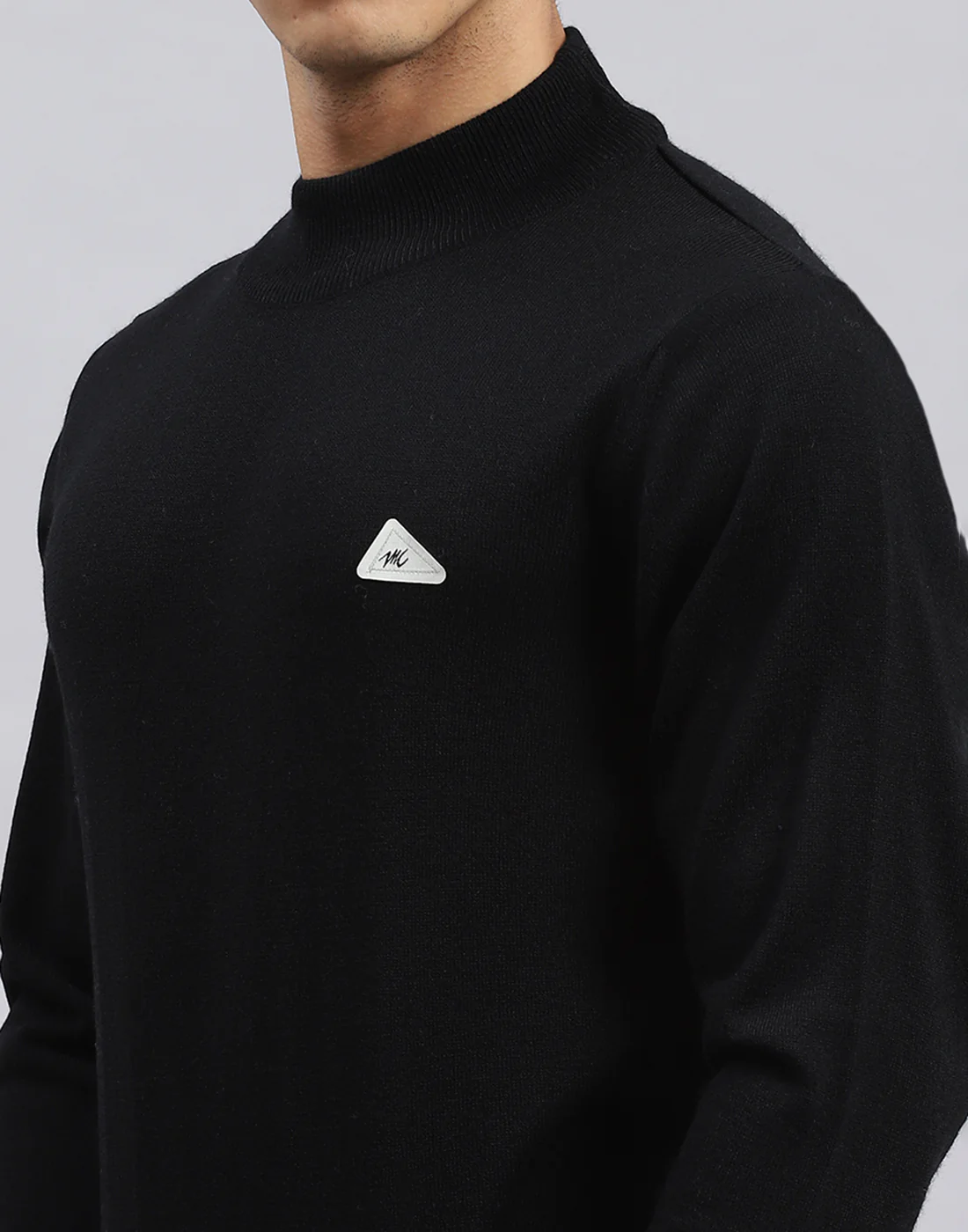Men Black Solid Turtle Neck Full Sleeve Pullover - Image 6