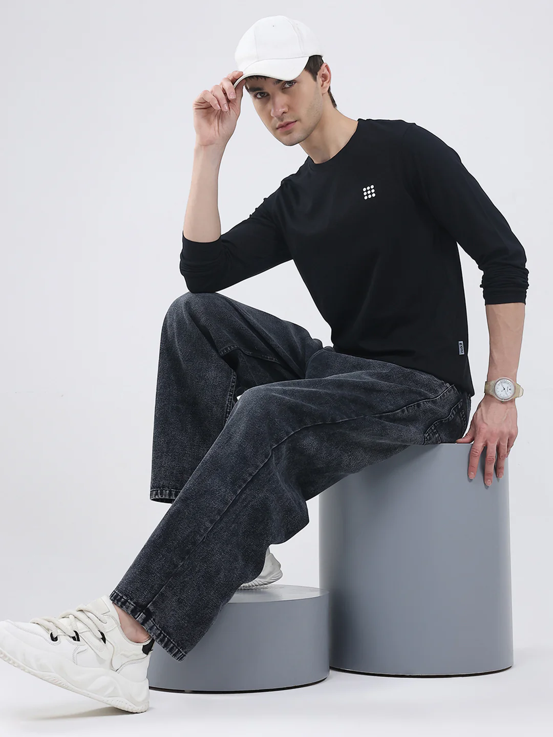 Rock.it Men Black Solid Round Neck Full Sleeve Winter T-Shirt - Image 2