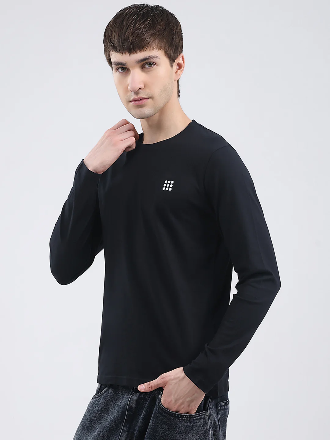 Rock.it Men Black Solid Round Neck Full Sleeve Winter T-Shirt - Image 3