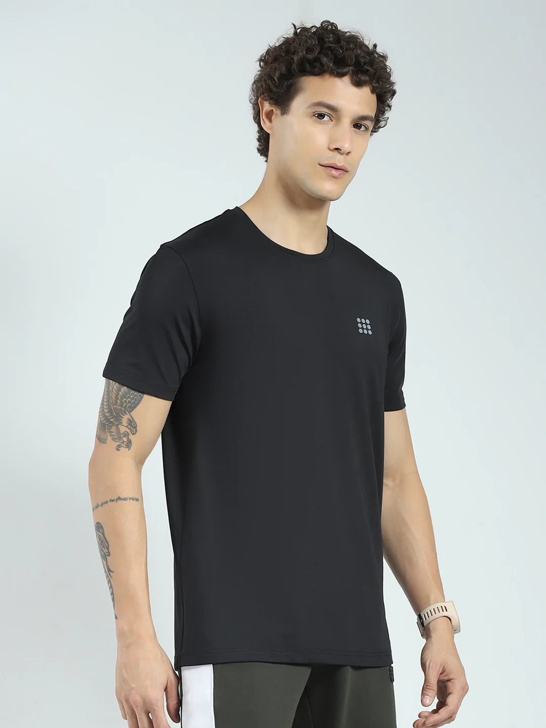 Rock.it Men Black Solid Round Neck Half Sleeve T-Shirt - Image 4