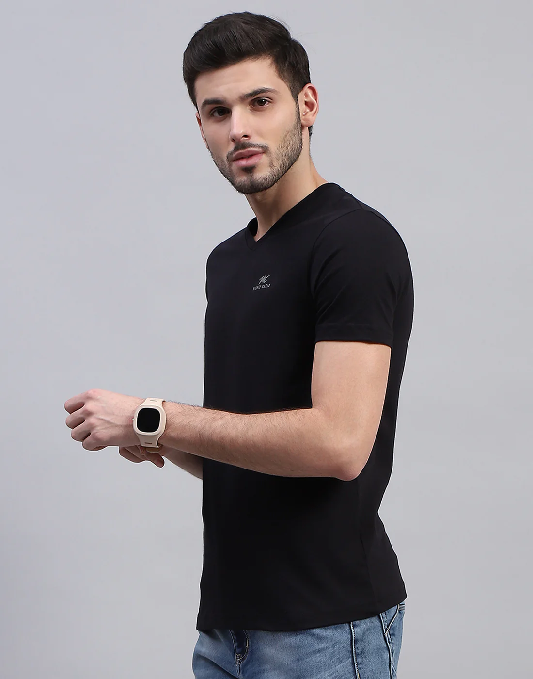 Men Black Solid V Neck Half Sleeve T-Shirt (Pack of 3) - Image 5