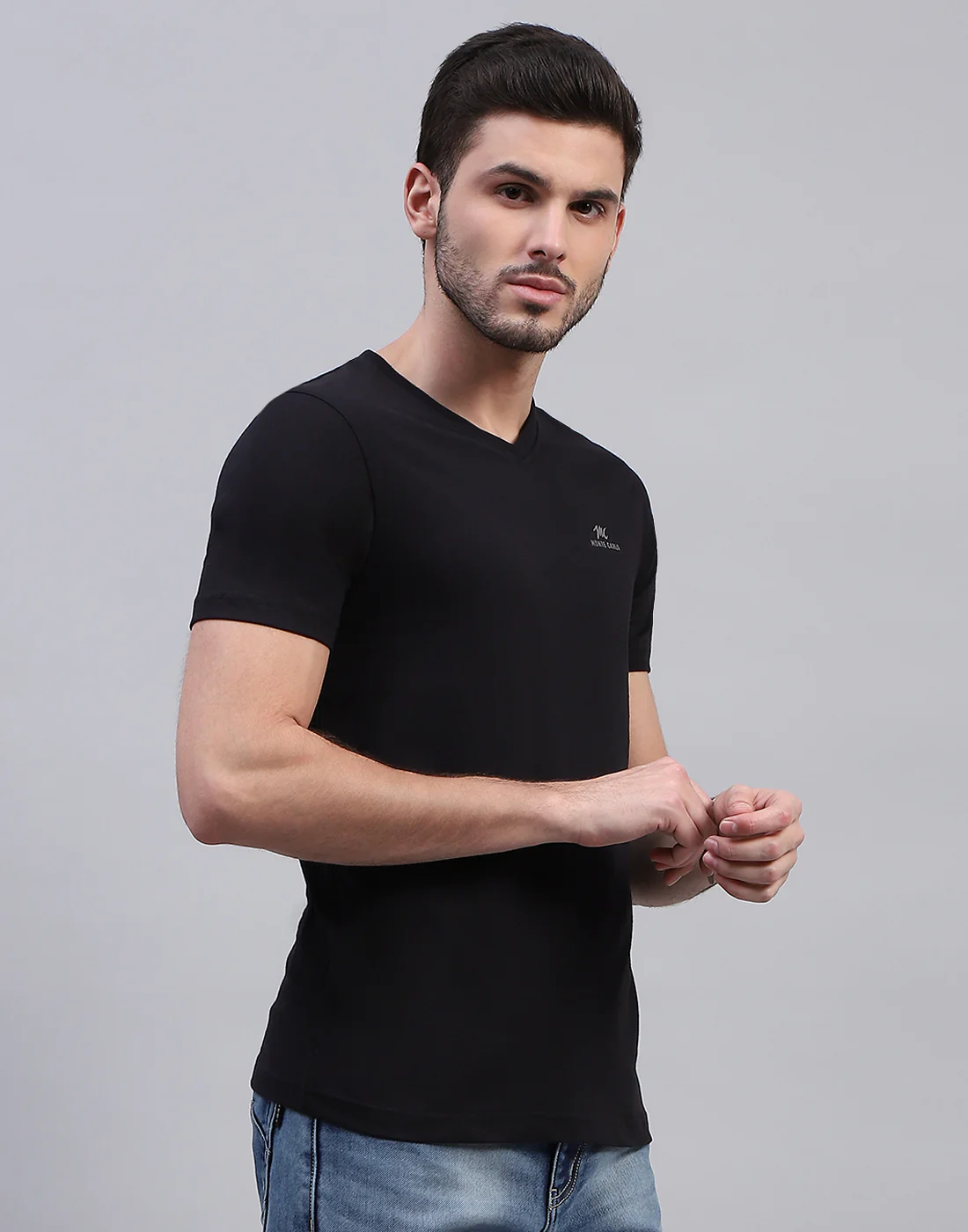 Men Black Solid V Neck Half Sleeve T-Shirt (Pack of 3) - Image 6