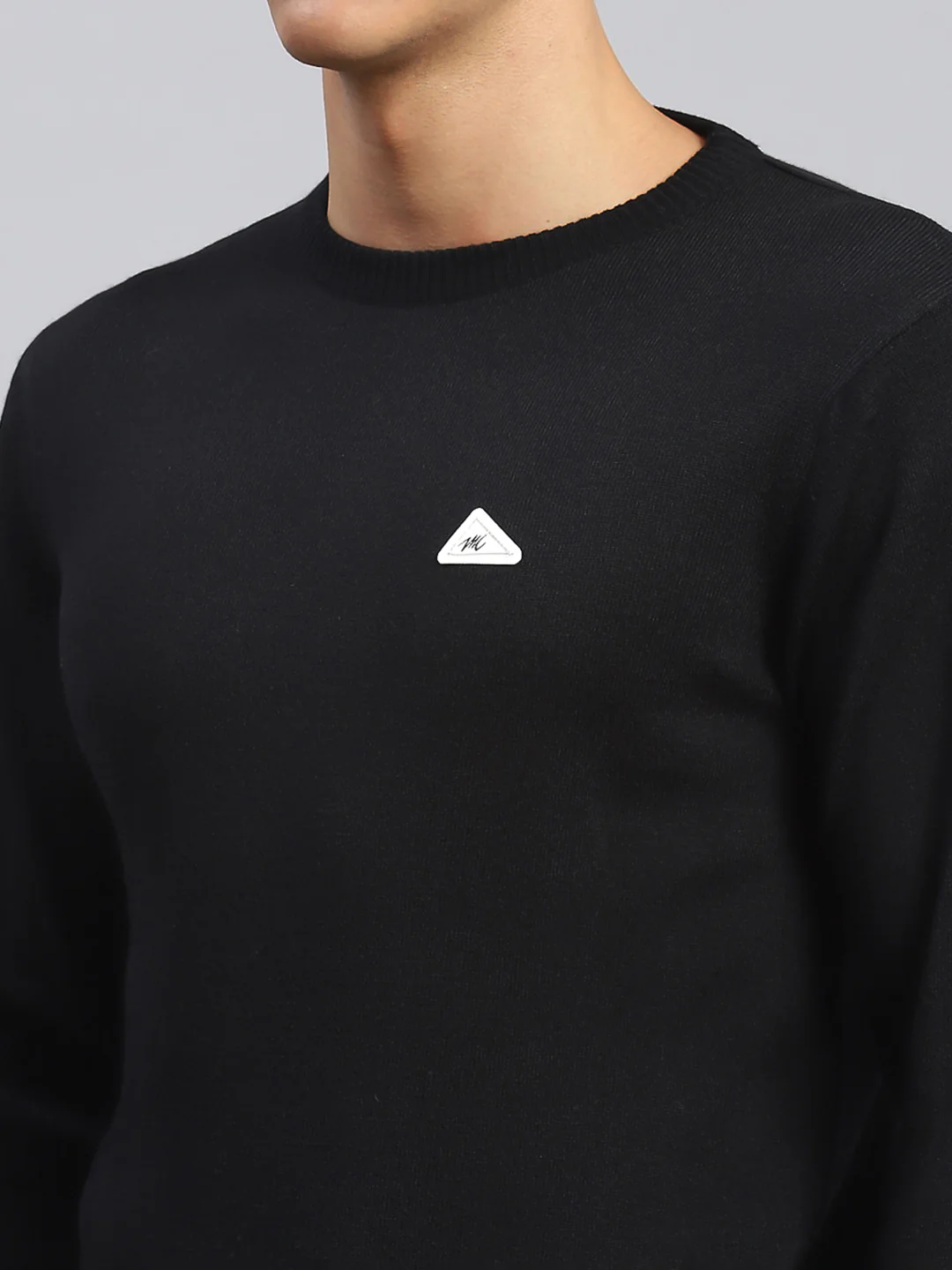 Men Black Solid Wool blend Pullover - Image 6