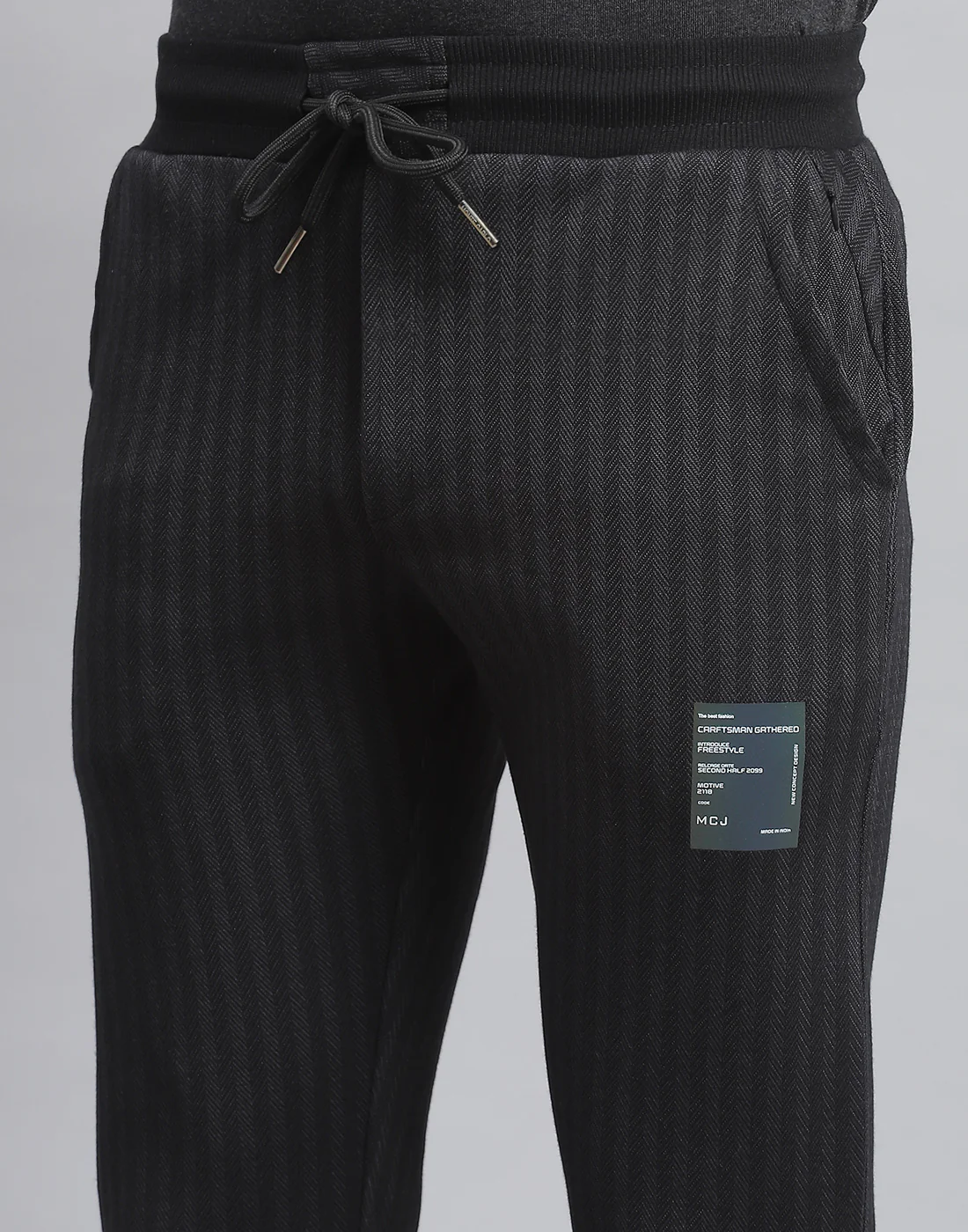 Men Black Stripe Regular Fit Winter Lower - Image 6
