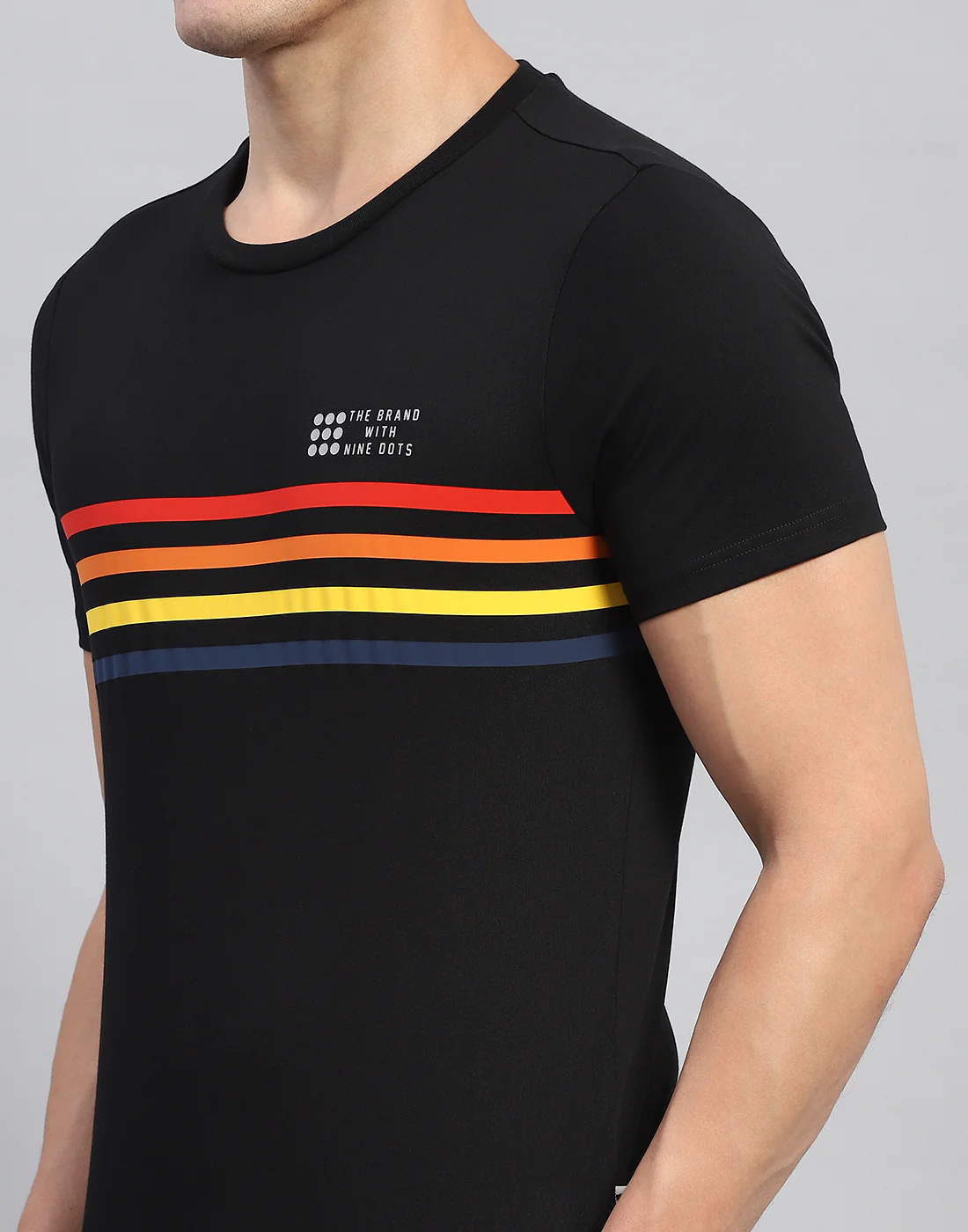 Rock.it Men Black Stripe Round Neck Half Sleeve T-Shirt - Image 6
