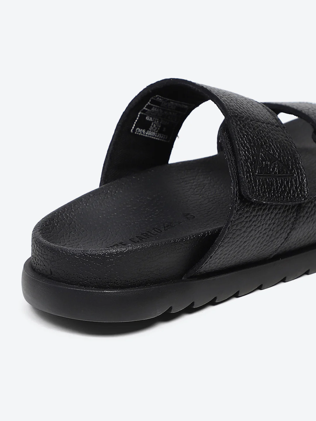 Men Black Velcro Genuine Leather Sliders - Image 9