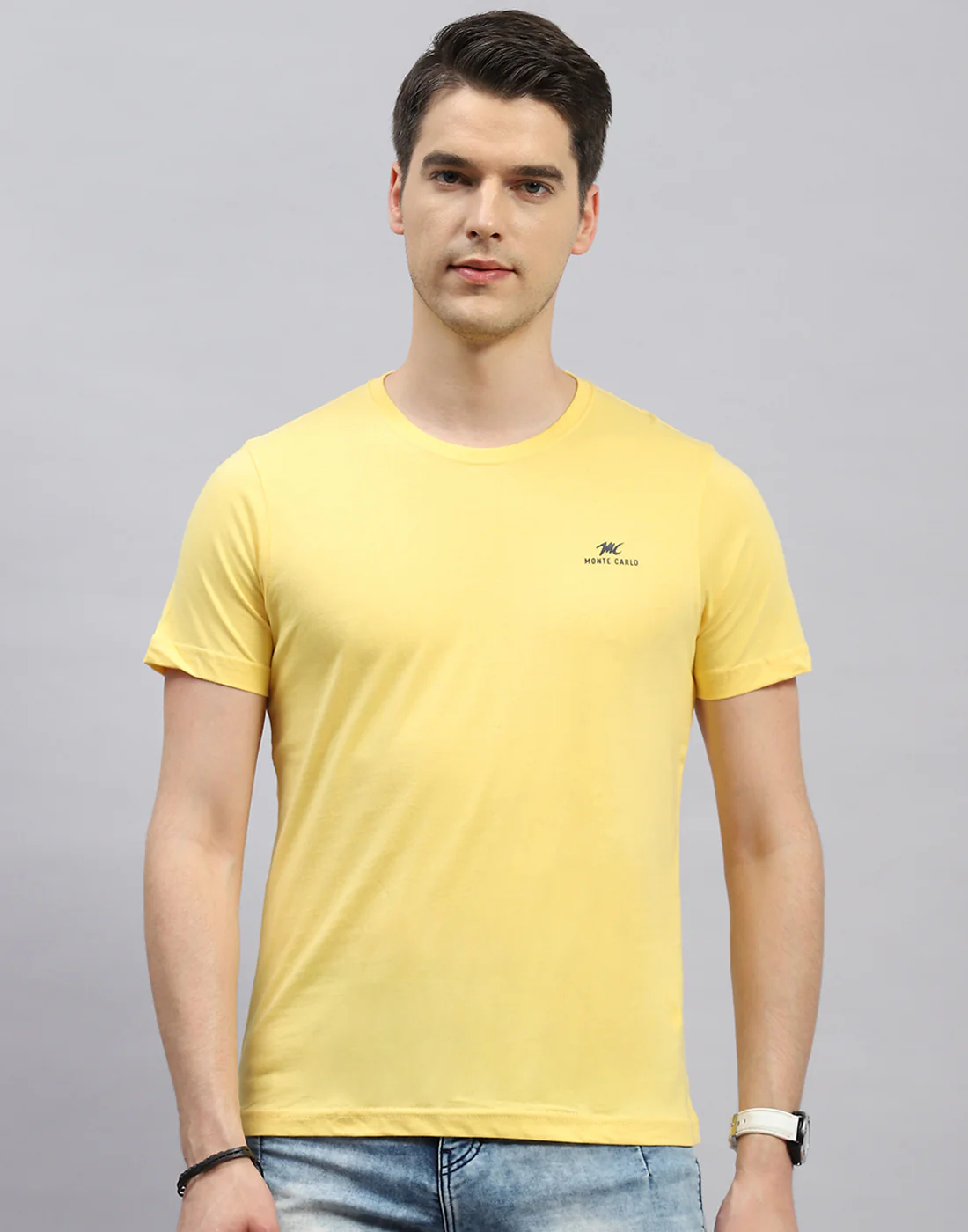 Men Blue, Black & Yellow Solid Round Neck Half Sleeve T-Shirt (Pack of 3) - Image 7