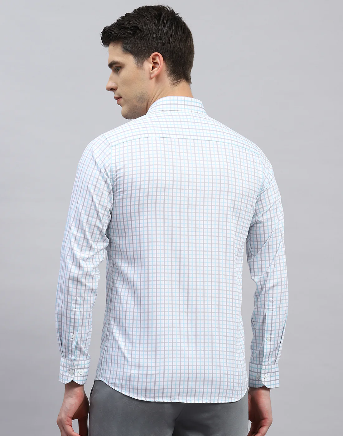 Men Blue Check Collar Full Sleeve Shirt - Image 5