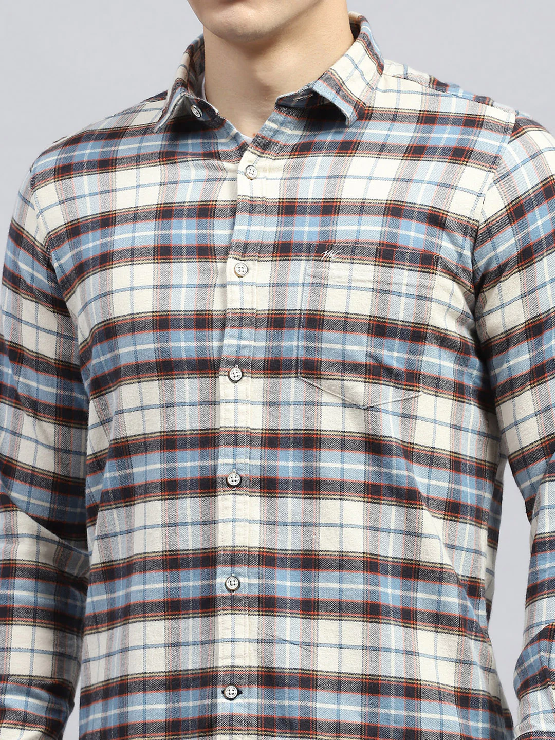 Men Blue Check Collar Full Sleeve Shirt - Image 7