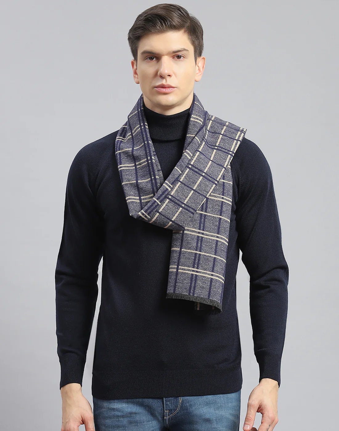 Men Blue Check Muffler - Image 2