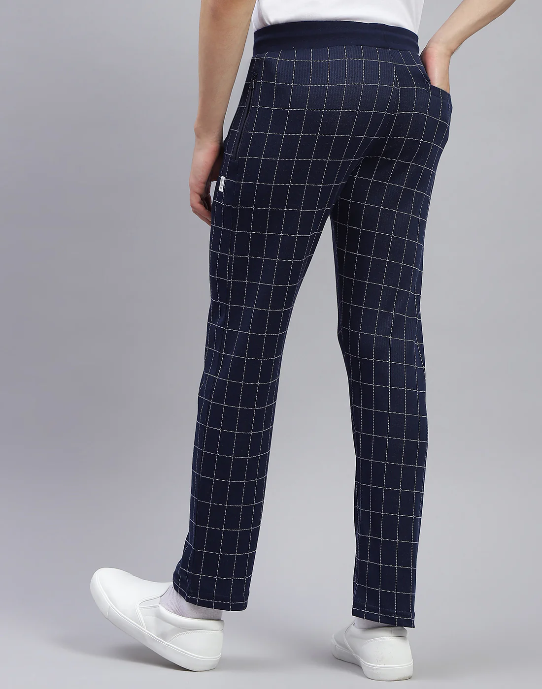 Men Blue Check Regular Fit Lower - Image 6