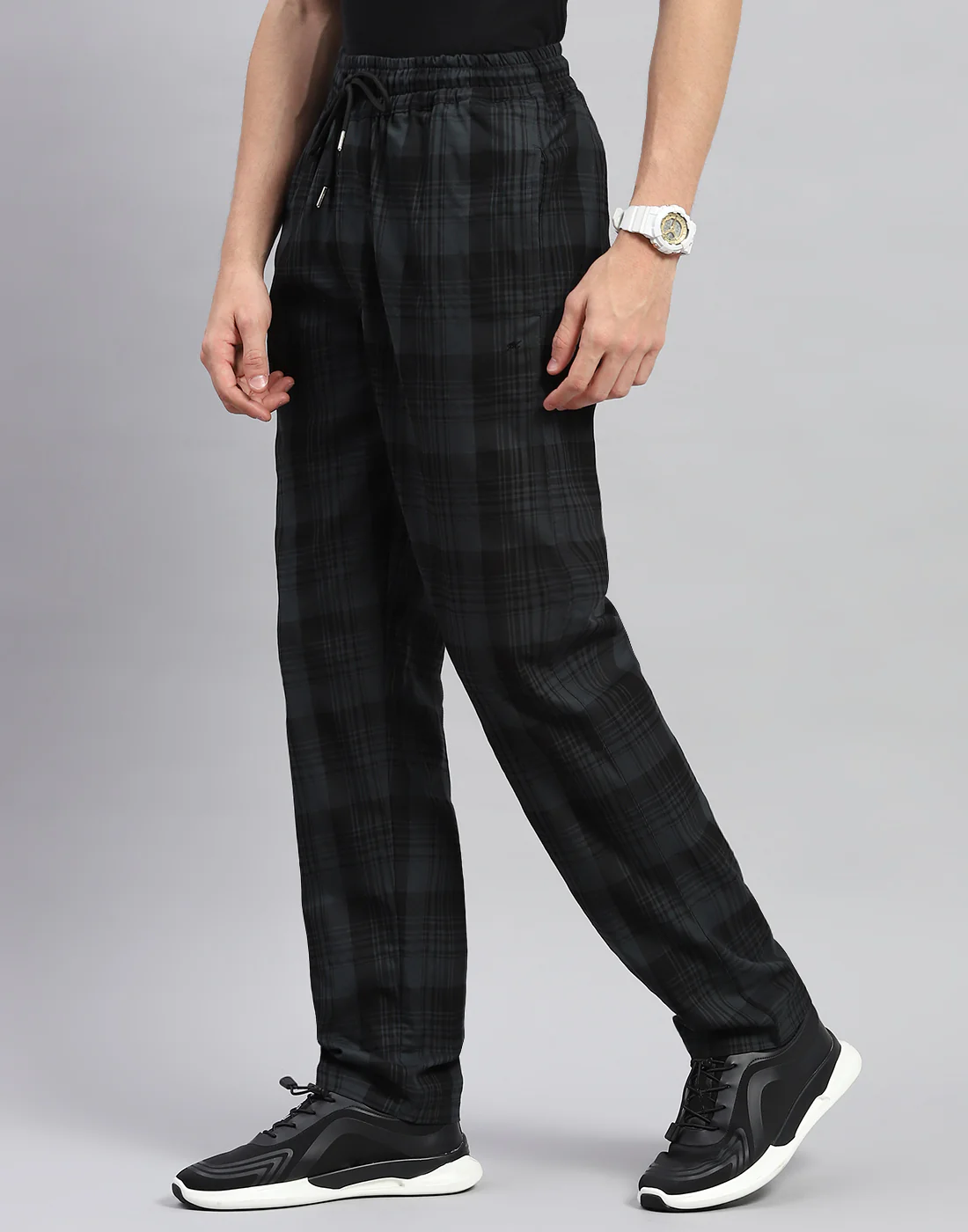 Men Blue Check Regular Fit Lower - Image 3