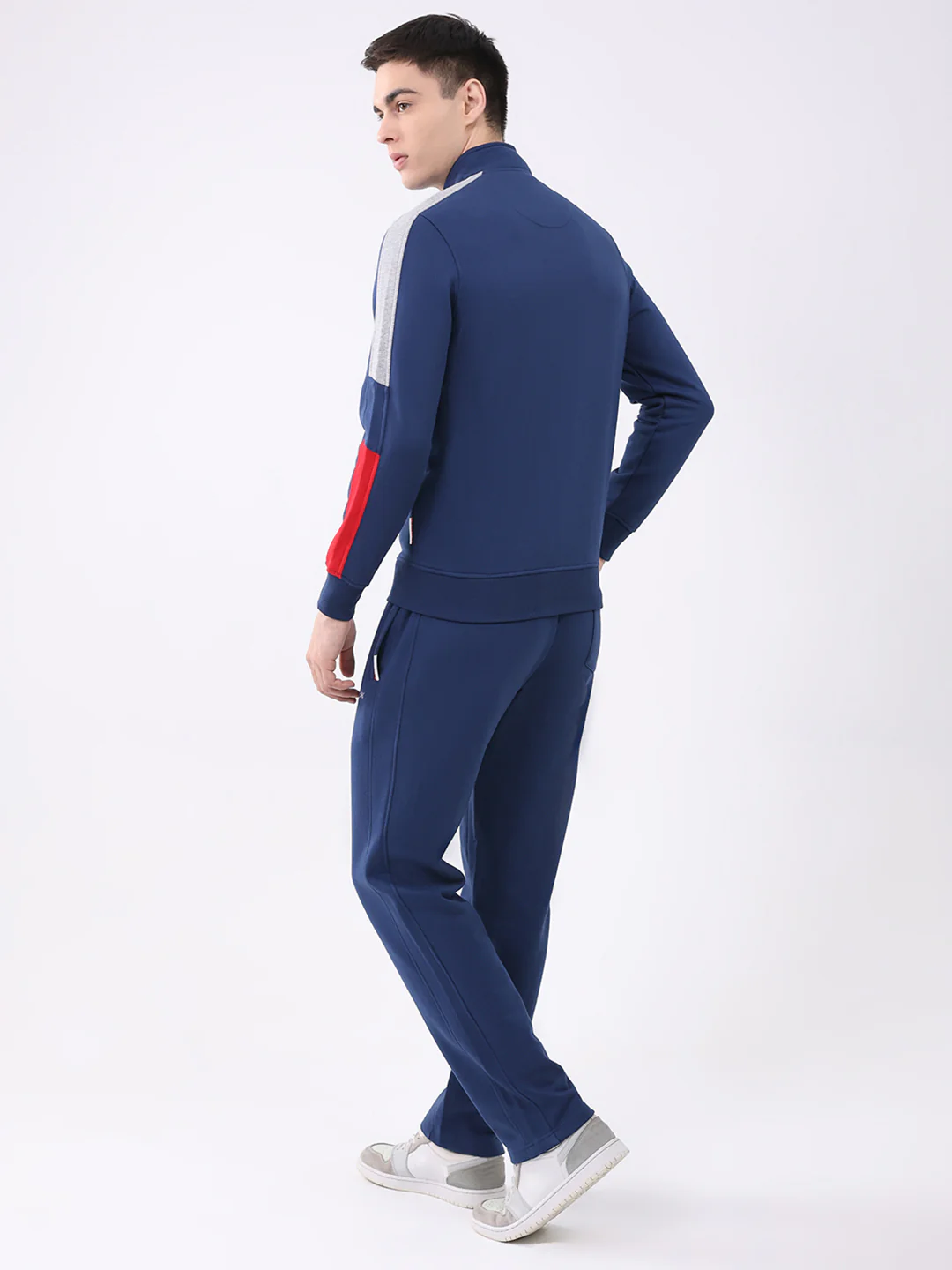 Men Blue Embroidered Collar Full Sleeve Winter Tracksuit - Image 5