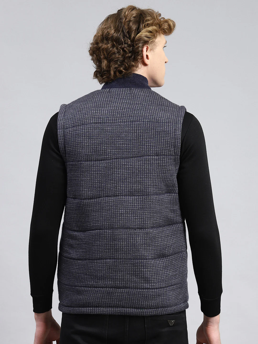 Men Blue Jaquard Jacket - Image 5
