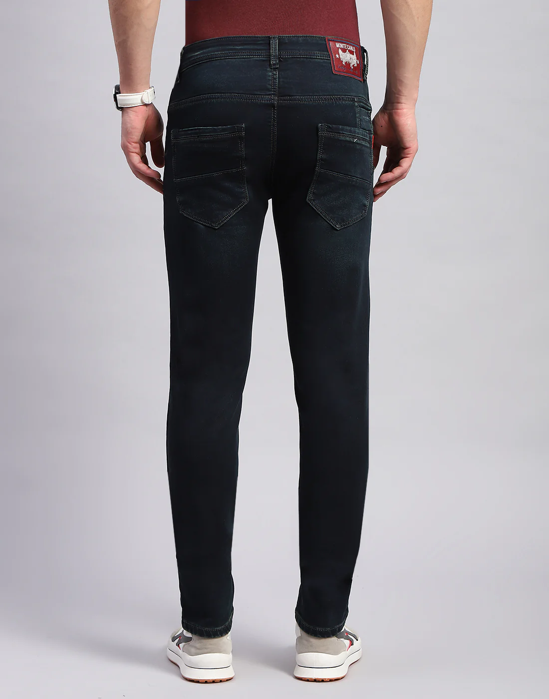Men Blue Light Wash Narrow Fit Denim - Image 5
