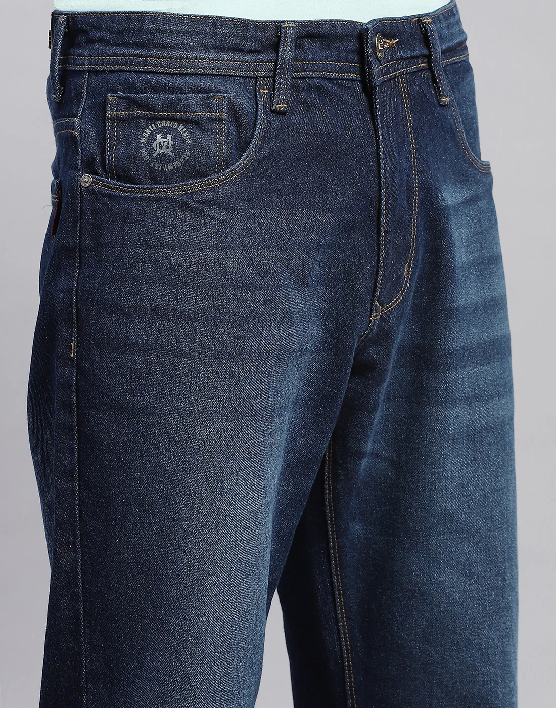 Men Blue Light Wash Regular Fit Denim - Image 6