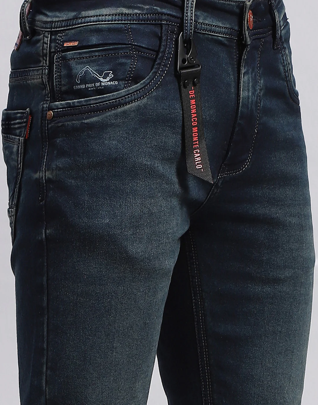 Men Blue Light Wash Regular Fit Denim - Image 6