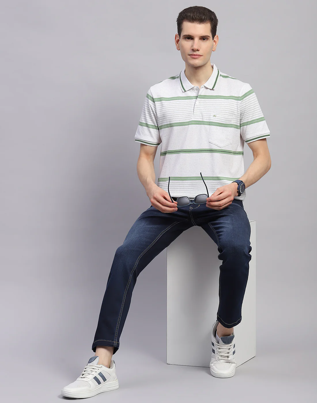 Men Blue Light Wash Ankle Length Denim - Image 2