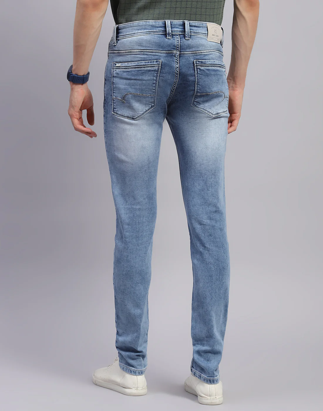 Men Blue Light Wash Skinny Fit Denim - Image 5