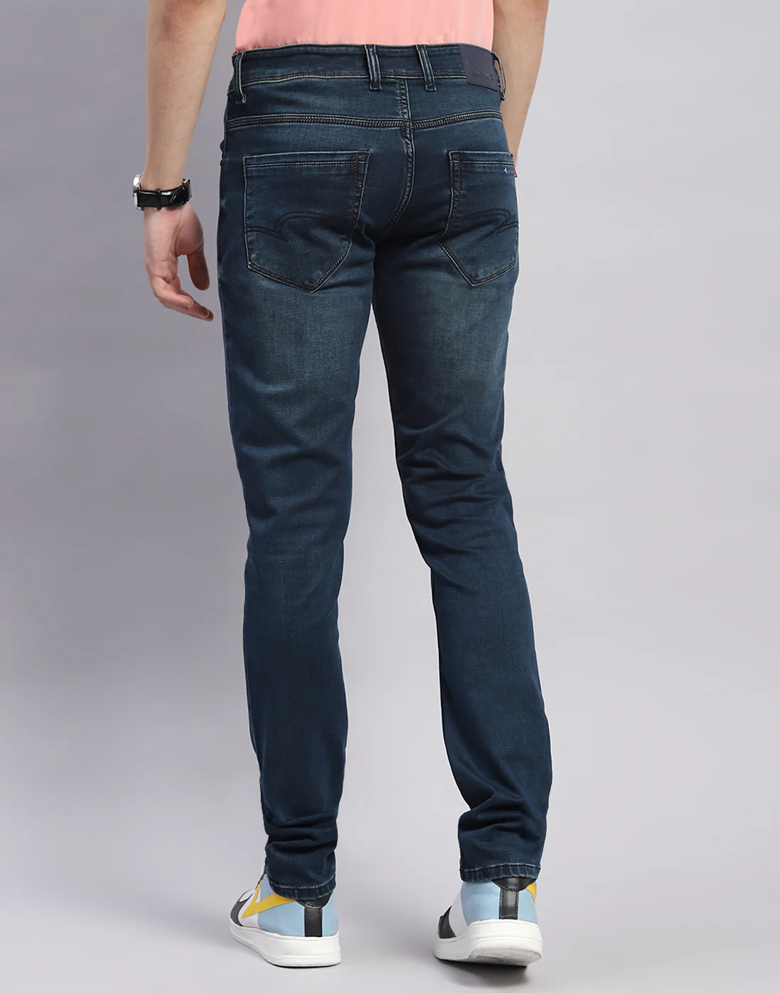 Men Blue Light Wash Skinny Fit Denim - Image 5