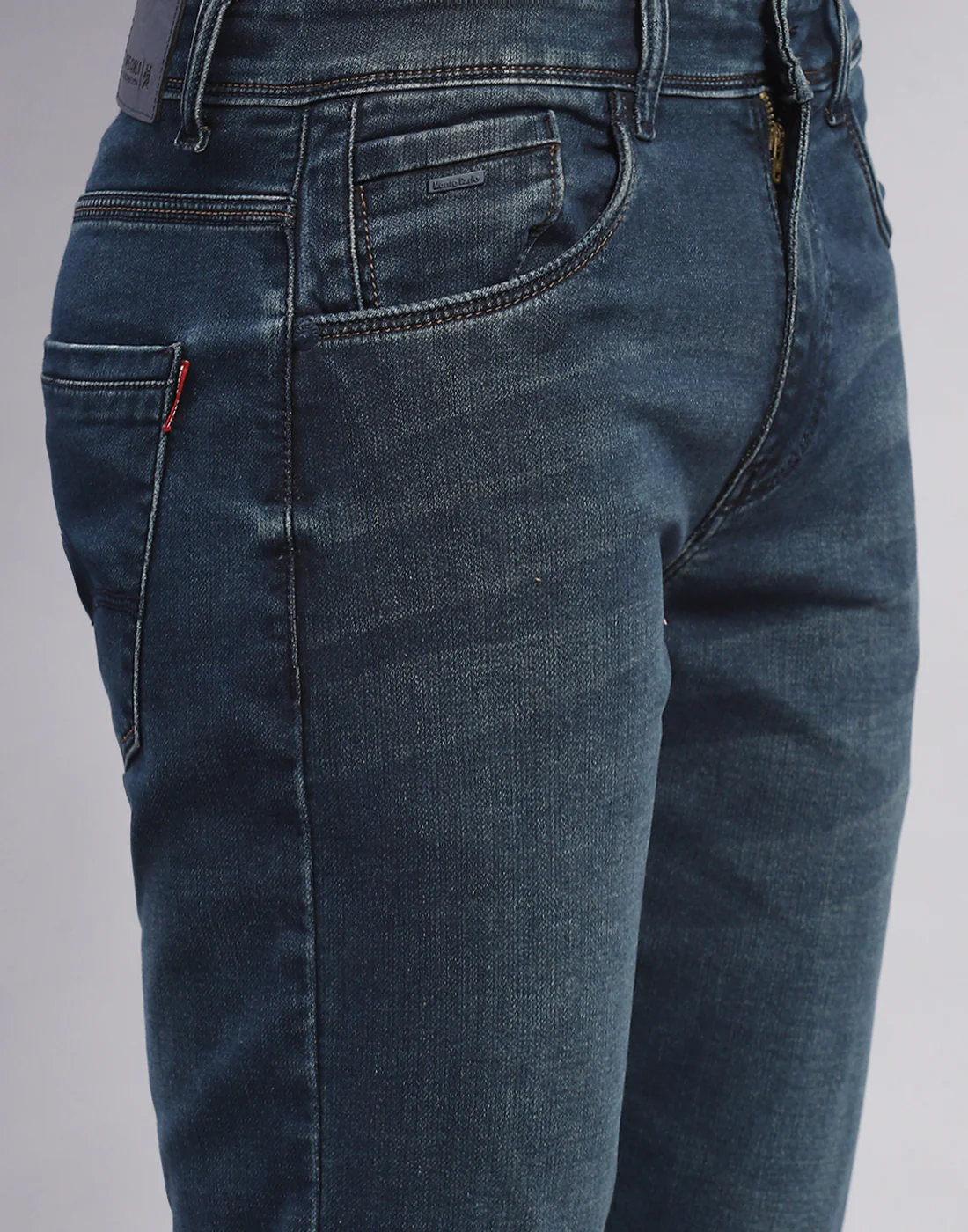 Men Blue Light Wash Skinny Fit Denim - Image 6