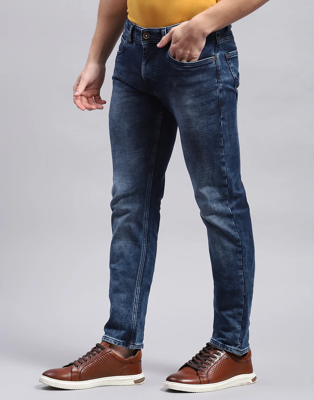 Men Blue Light Wash Slim Fit Denim - Image 3