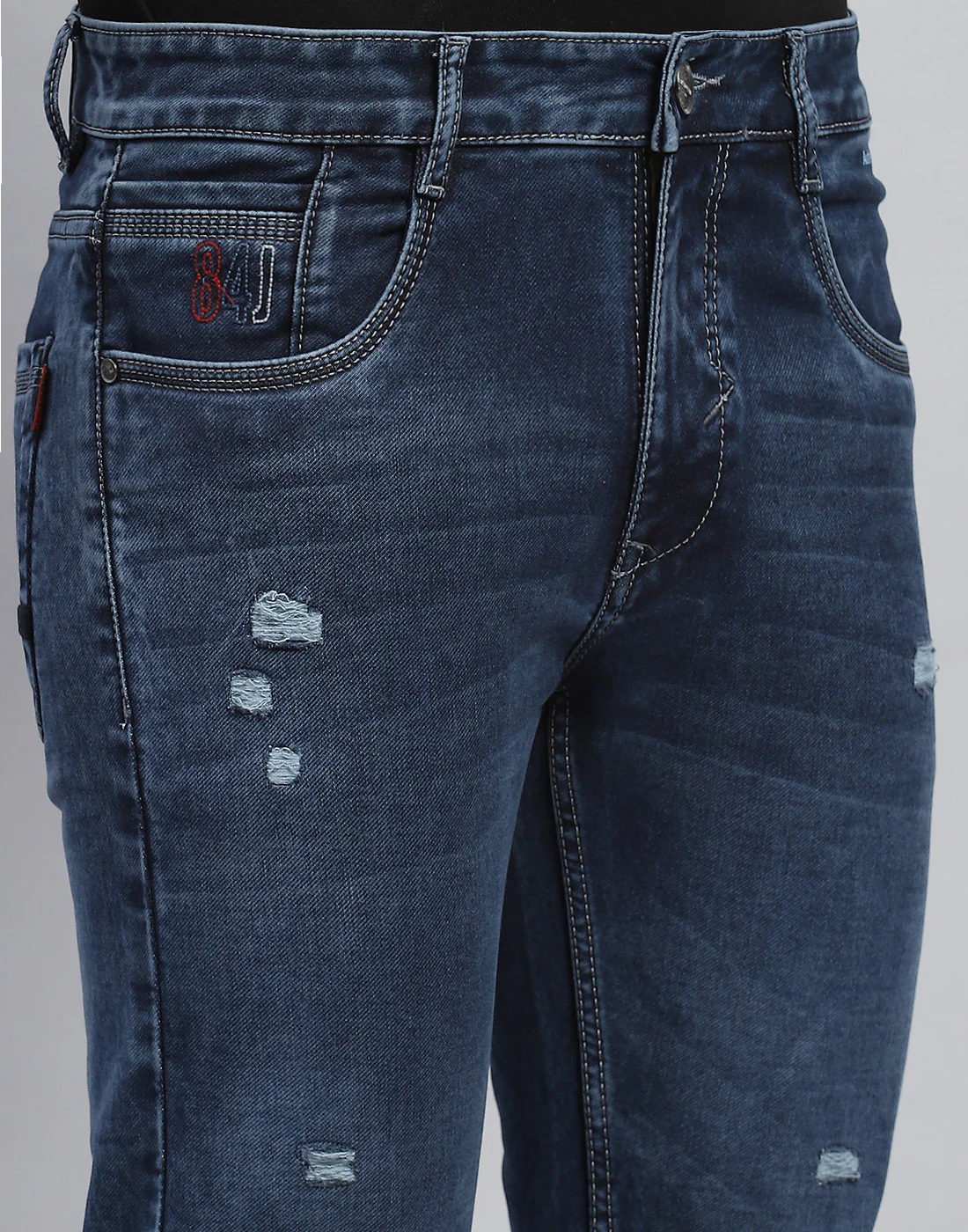 Men Blue Light Wash Ankle Length Denim - Image 6