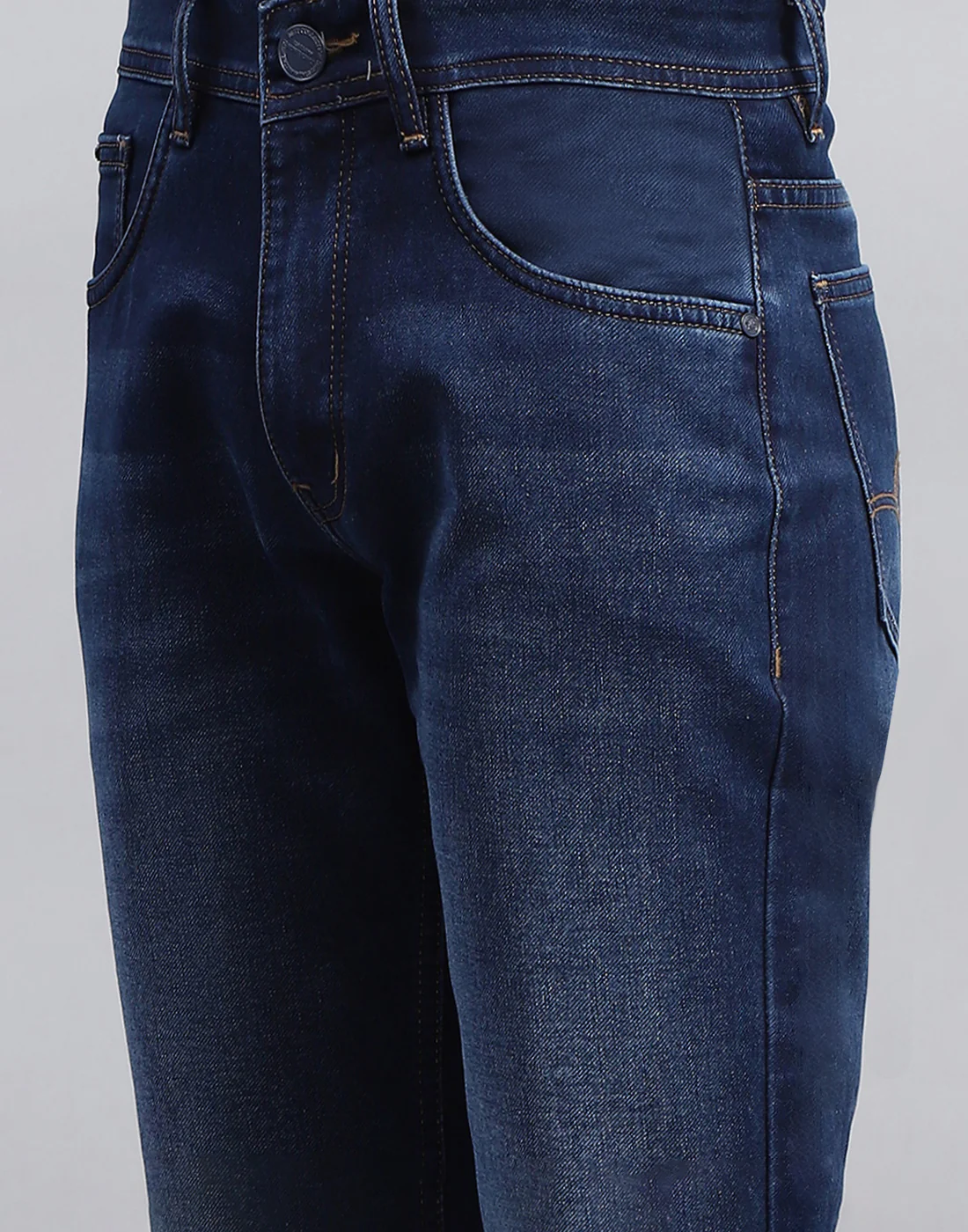 Men Blue Light Wash Straight Fit Denim - Image 6