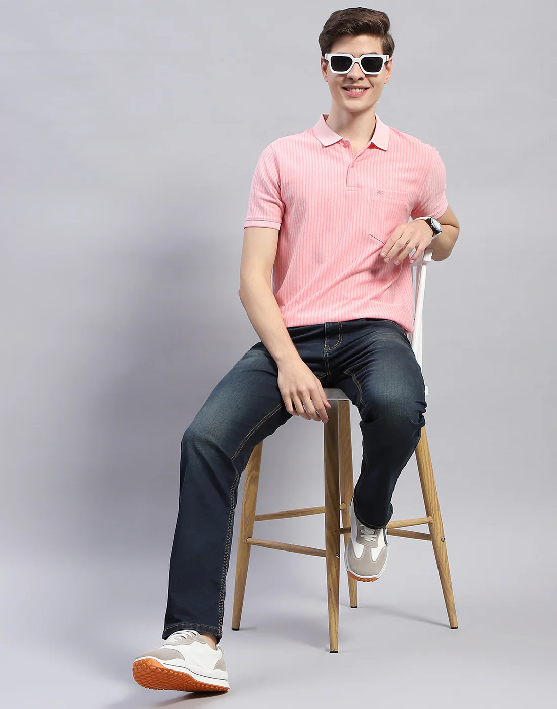 Men Blue Light Wash Straight Fit Denim - Image 2
