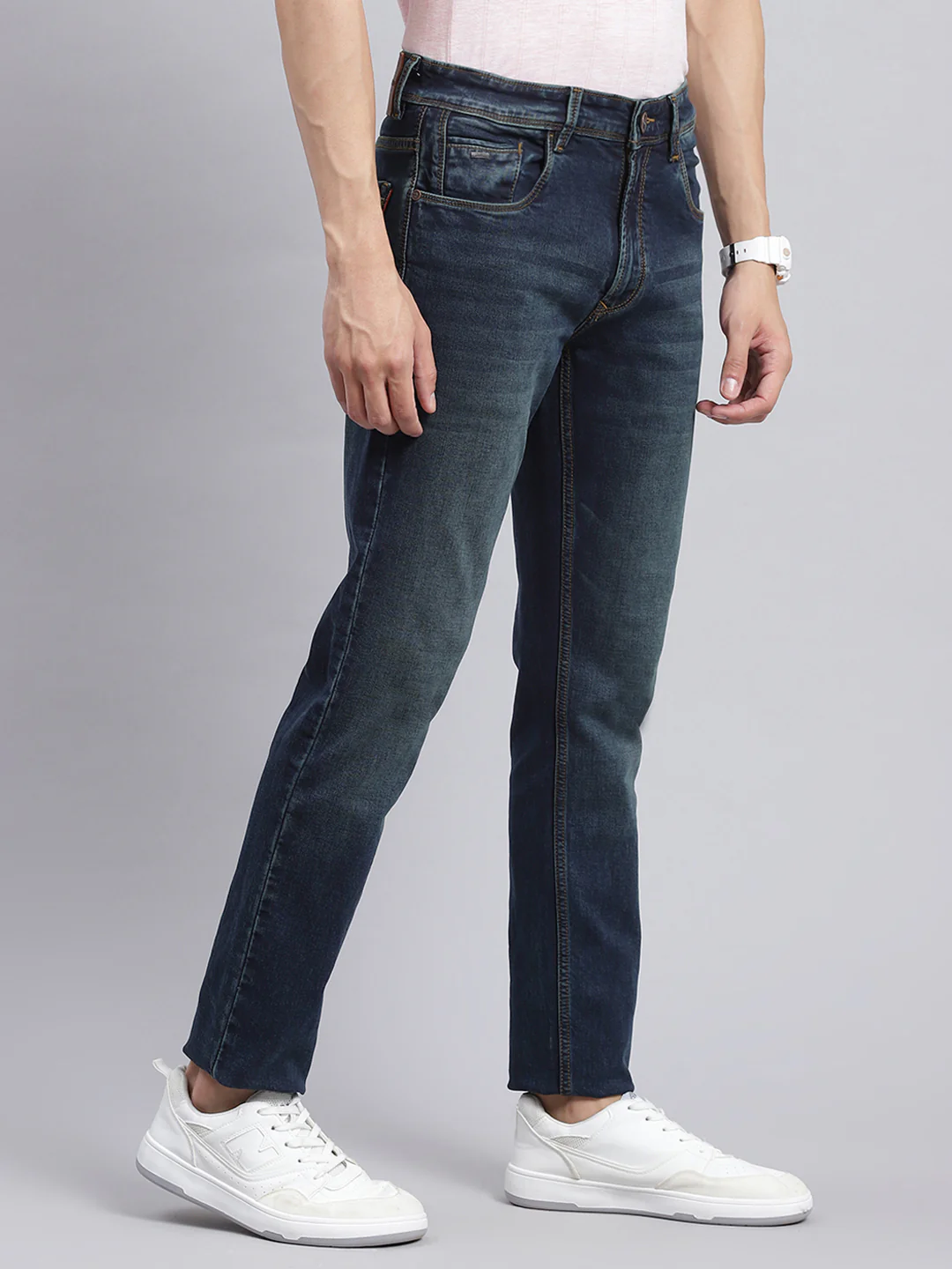 Men Blue Narrow Fit Denim - Image 3