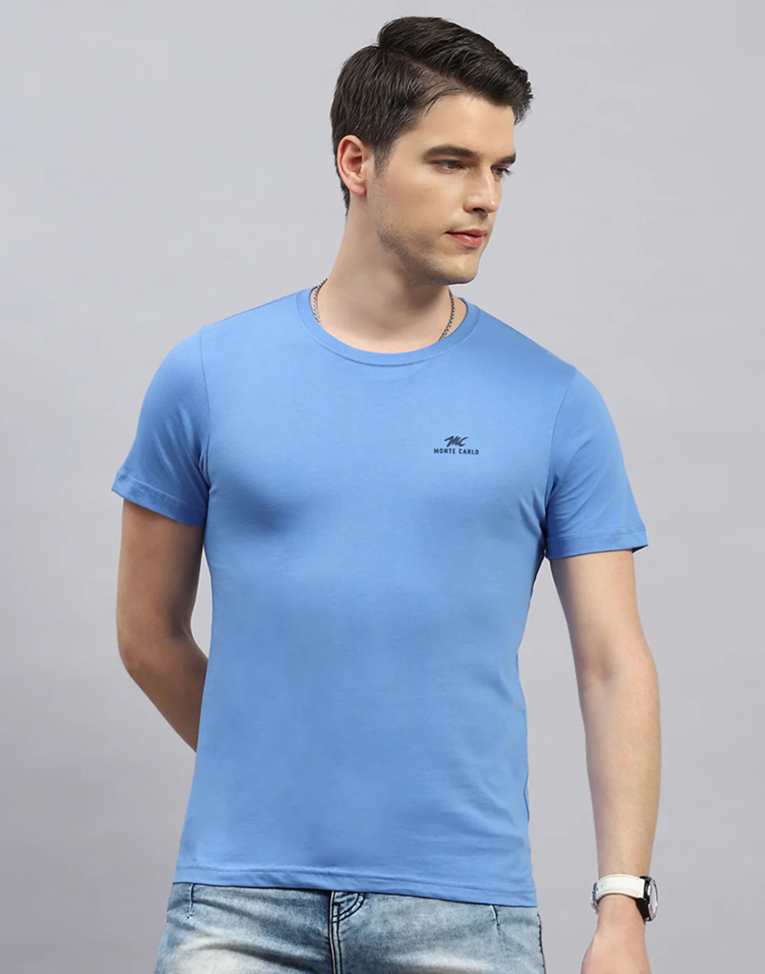 Men Blue, Navy Blue & Teal Blue Solid Round Neck Half Sleeve T-Shirt (Pack of 3) - Image 10