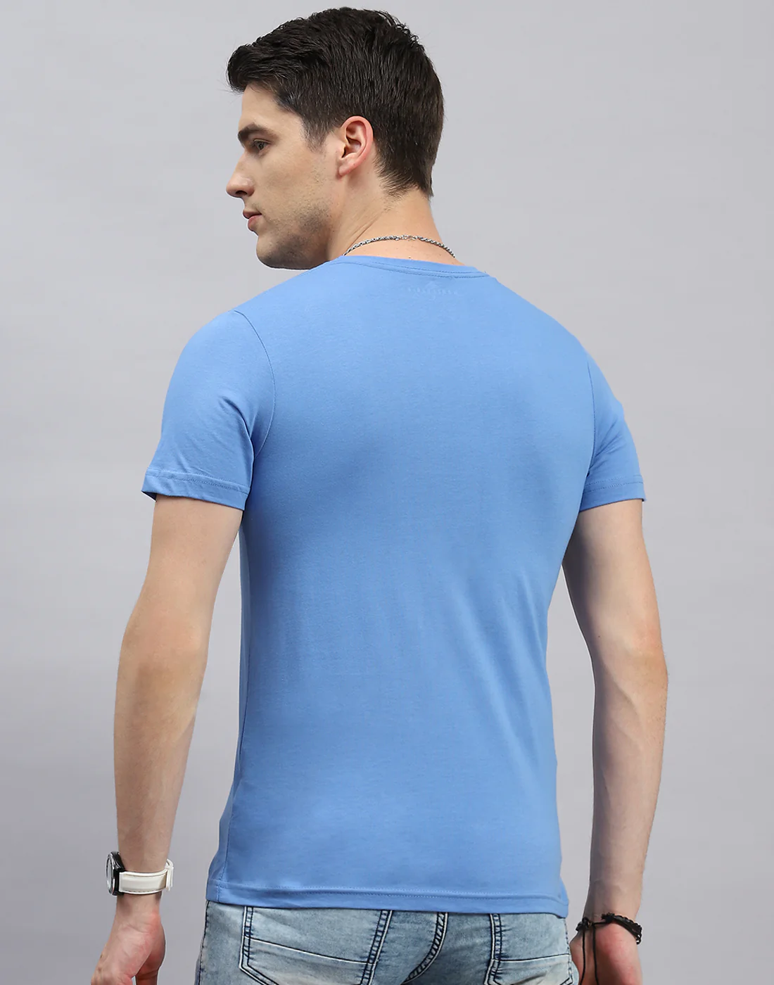 Men Blue, Navy Blue & Teal Blue Solid Round Neck Half Sleeve T-Shirt (Pack of 3) - Image 12