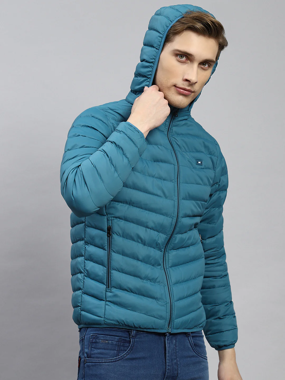 Men Blue Plain Jacket - Image 3
