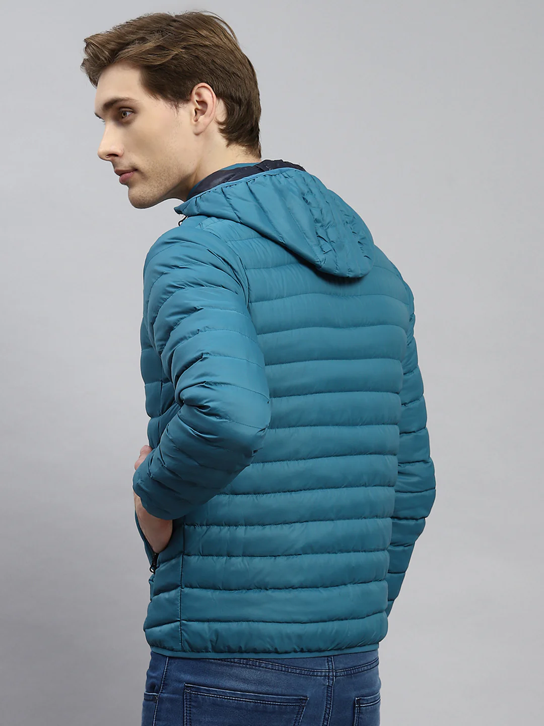 Men Blue Plain Jacket - Image 5