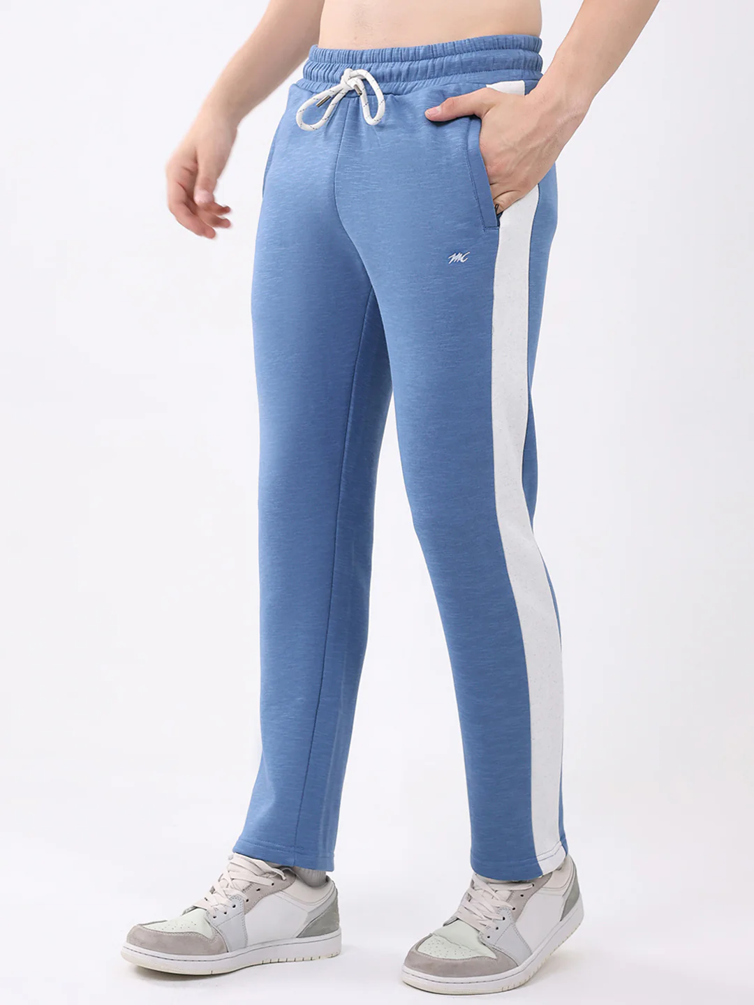 Men Blue Printed Collar Full Sleeve Winter Tracksuit - Image 8