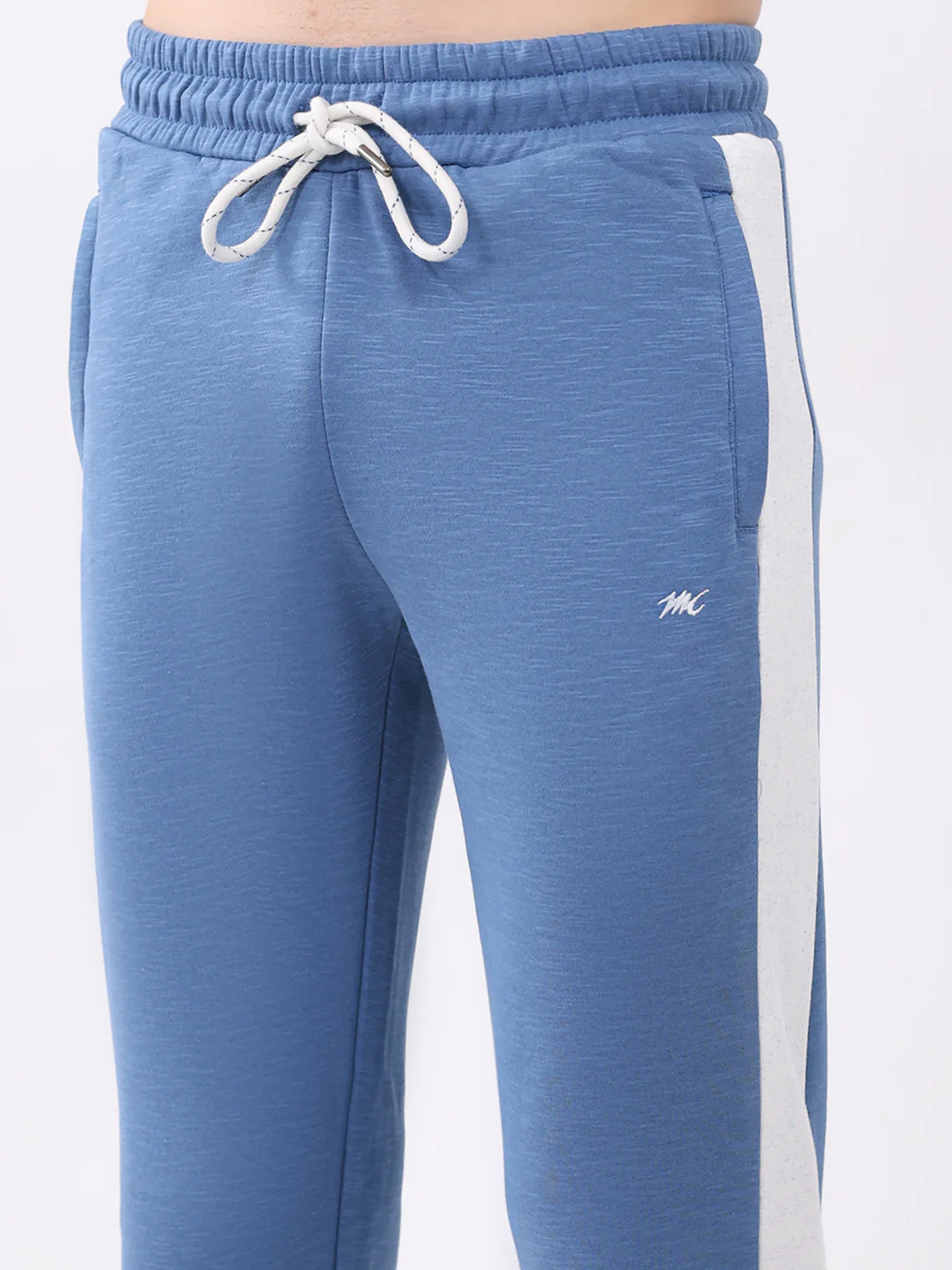 Men Blue Printed Collar Full Sleeve Winter Tracksuit - Image 9