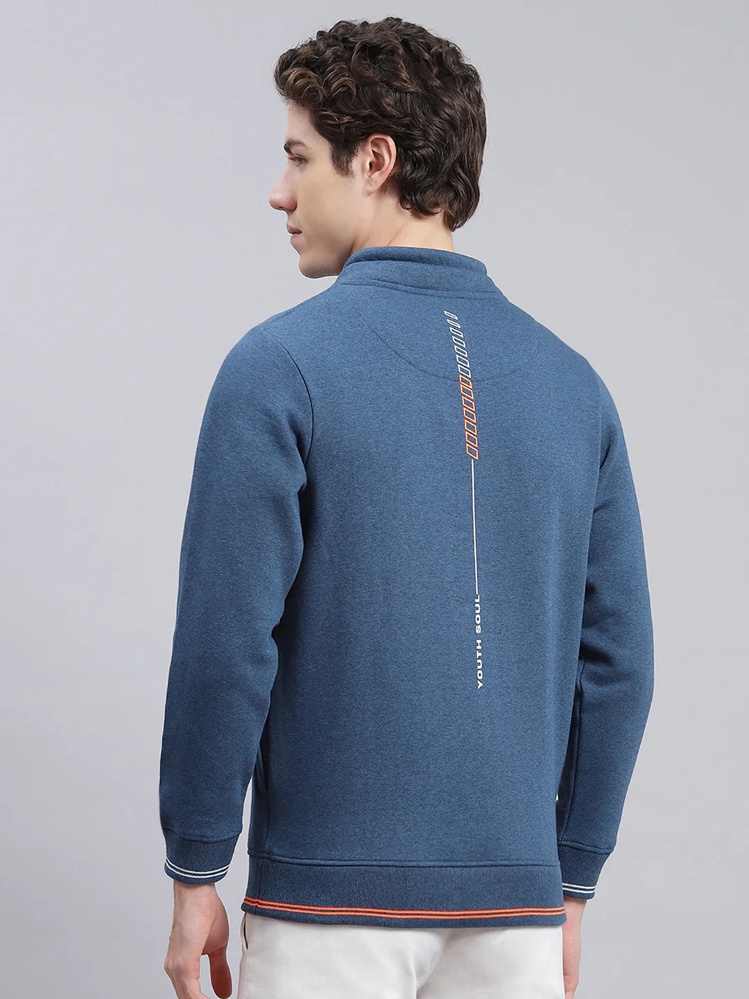 Men Blue Printed Cotton Blend Sweatshirt - Image 5
