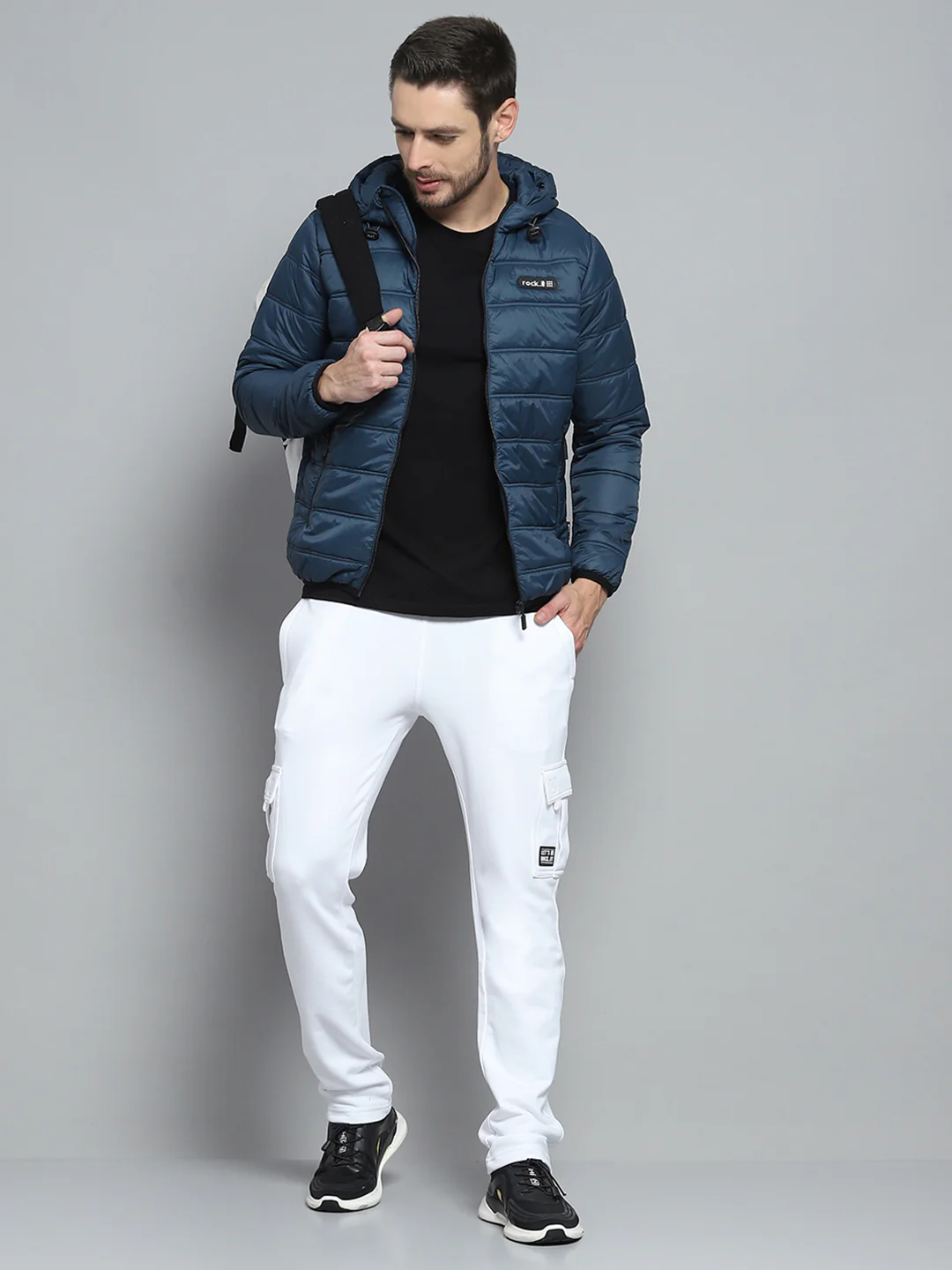 Rock.it Men Blue Printed Hooded Full Sleeve Jacket - Image 2