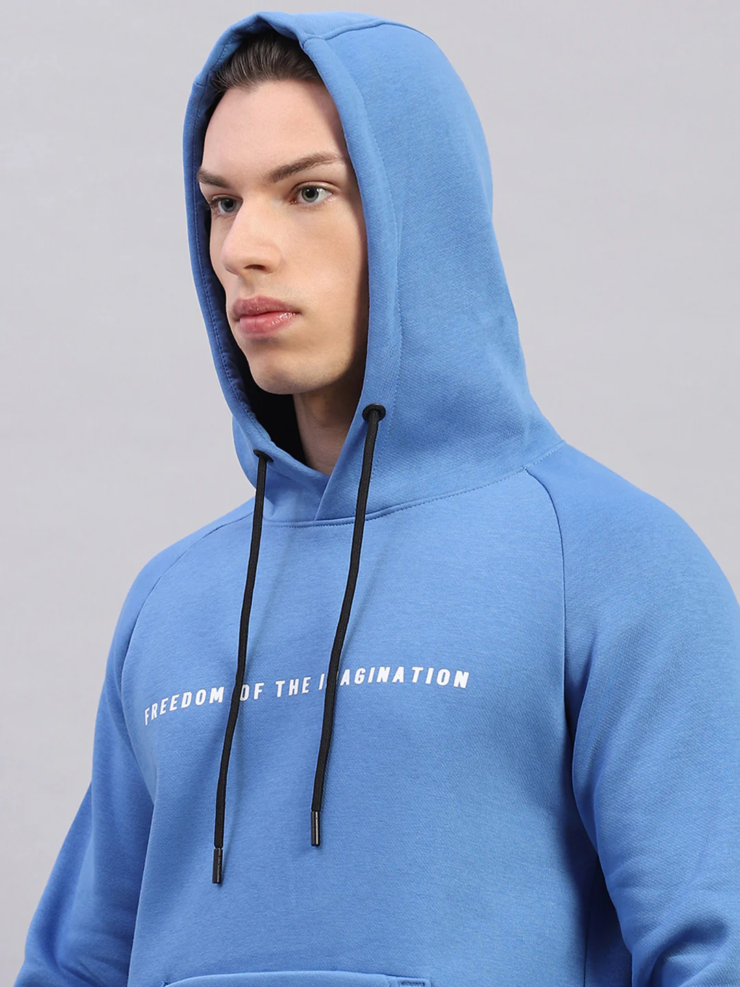 Rock.it Men Blue Printed Hooded Full Sleeve Sweatshirt - Image 7