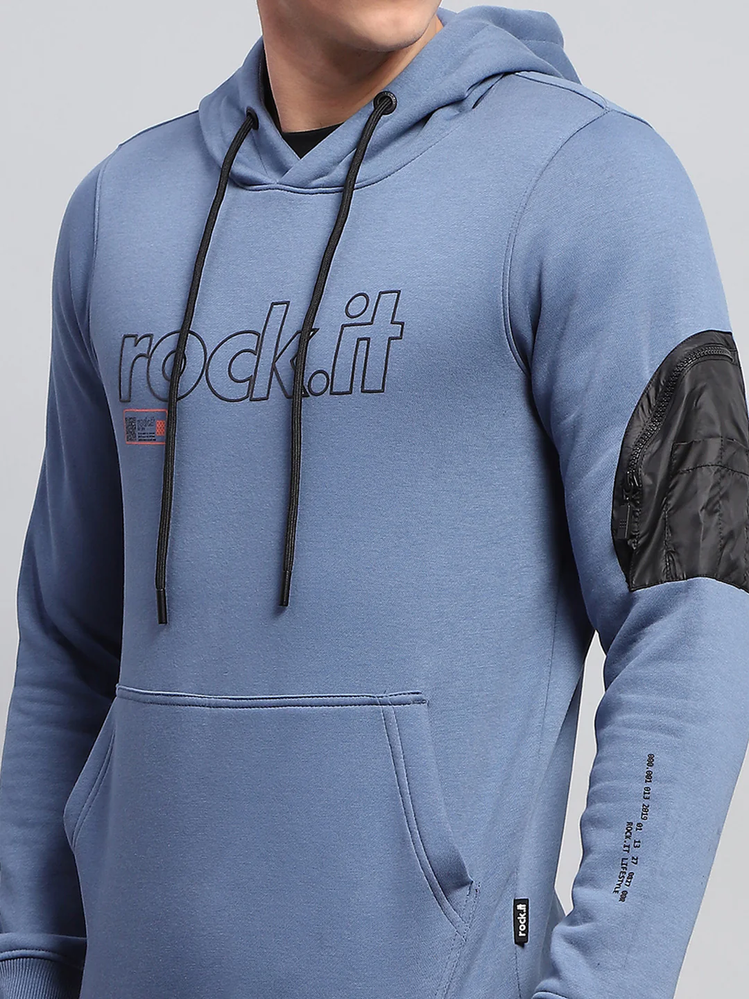Rock.it Men Blue Printed Hooded Full Sleeve Winter Tracksuit - Image 6