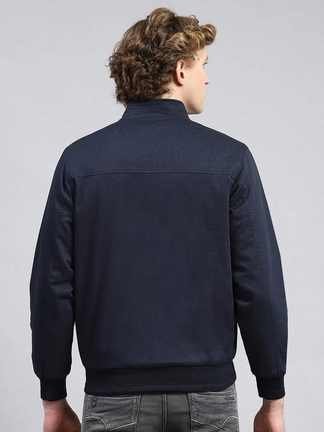 Men Blue Printed Jacket - Image 5